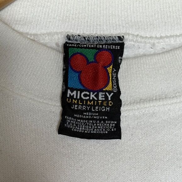 Disney Epcot White Mickey International Flags Jerry Leigh Sweatshirt Men’s Sz M - Picture 4 of 4